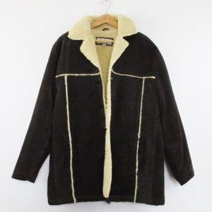 Wilson’s Leather M. Julian Jacket Rancher Suede Sherpa Lined Dark Brown Sz Large